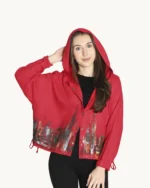 Kurtka lniana oversize z kapturem - obrazek 2