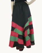 Lniana spódnica maxi patchwork uszyta z kawałków lnu, Naturalnie Podlasek, widok z tyłu