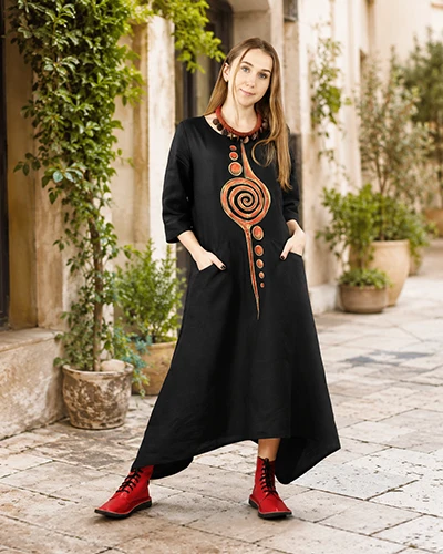 Czarna sukienka lniana oversize Podlasek